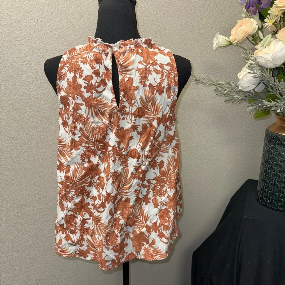 ANA Floral Sleeveless Boho Blouse Ruffle Neck Lightweight Cotton - Picture 3 of 7